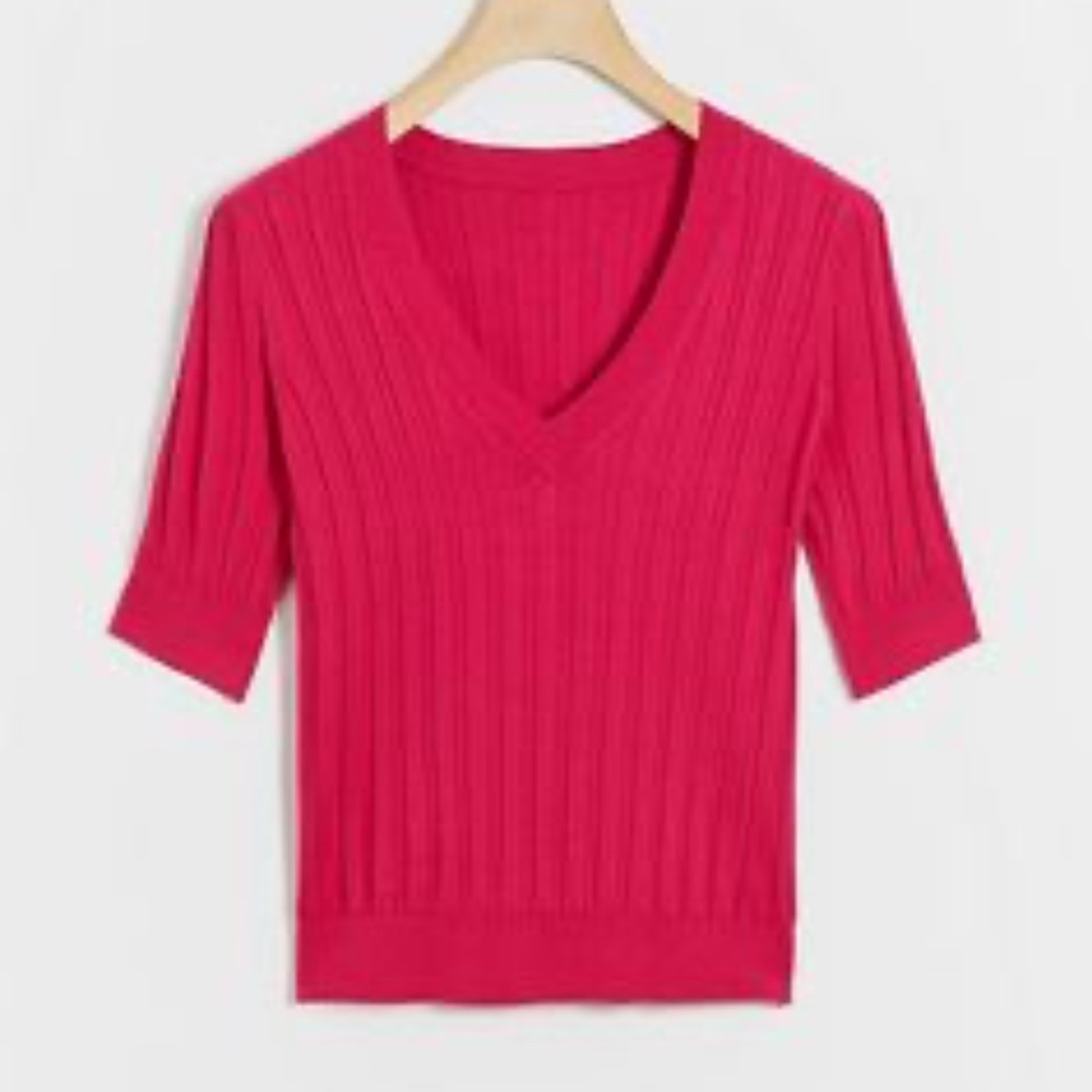 Anthropologie Cecilia V Neck Sweater Tee Size: L